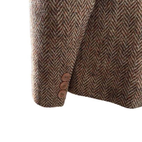 VTG Elegance English Harris tweed tan cream herringbone blazer size 11 W size 6 - Picture 4 of 12